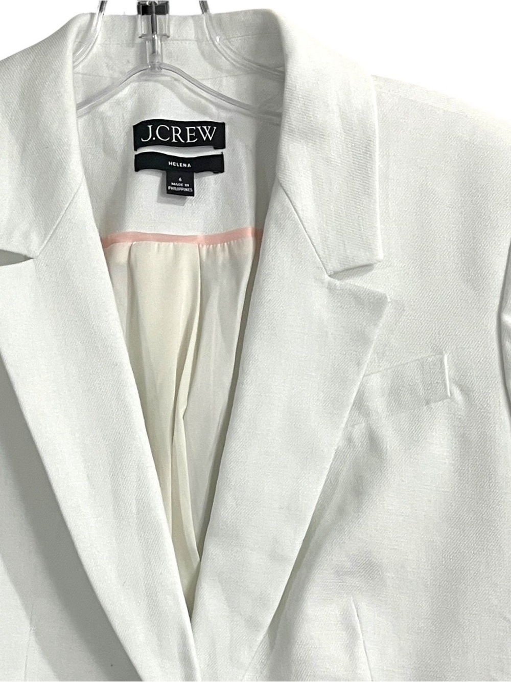 J.Crew Helena Linen Blend Blazer White One Button Career Jacket Size 6 Coastal - Picture 3 of 10
